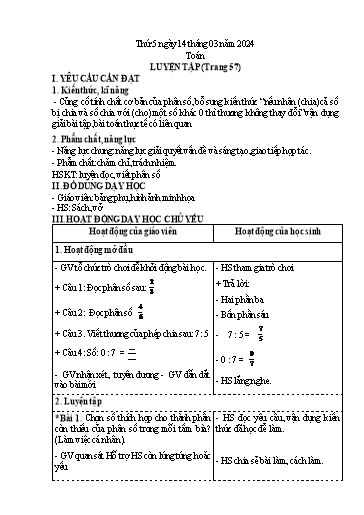 Kế hoạch bài dạy Lớp 4 - Tuần 26 - Năm học 2023-2024 - Hà Thị Lê Na