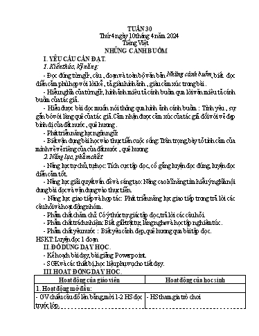 Kế hoạch bài dạy Lớp 4 - Tuần 30 - Năm học 2023-2024 - Hà Thị Lê Na